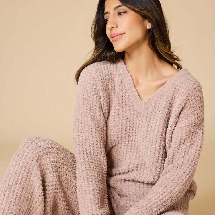 Softies Waffle Marshmallow V-Neck with Long Pant - Coco