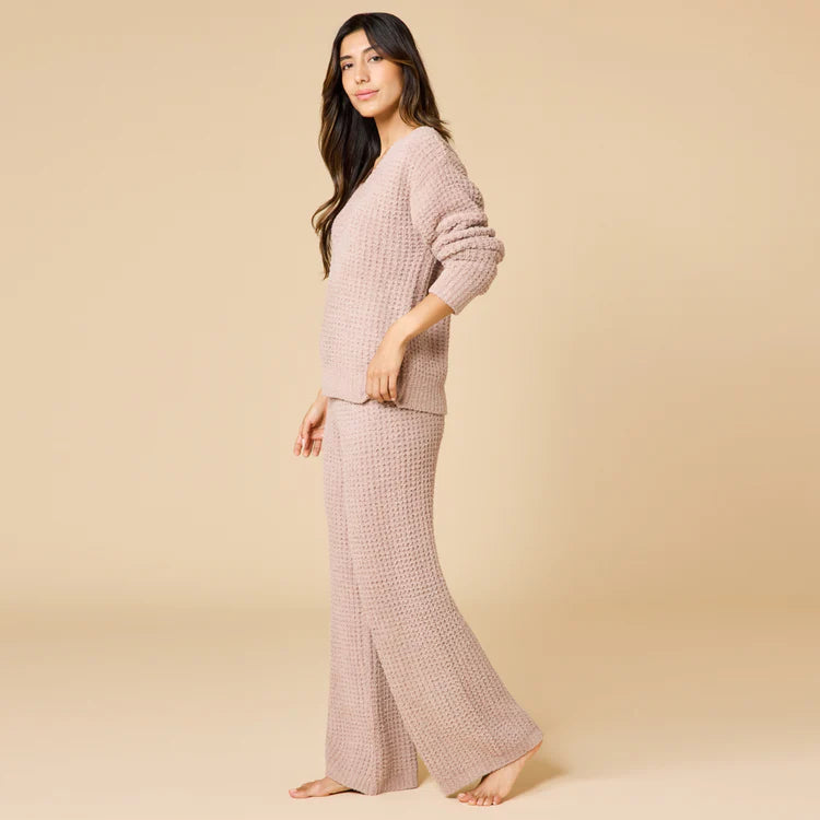 Softies Waffle Marshmallow V-Neck with Long Pant - Coco