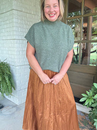 Elsie Knit Short Sleeve Turtleneck - Dark Sage