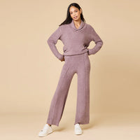 Softies Ultra Marshmallow Shawl Collar with Pintuck Pant -Driftwood