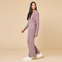 Softies Ultra Marshmallow Shawl Collar with Pintuck Pant -Driftwood