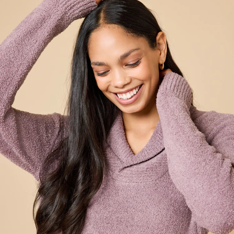 Softies Ultra Marshmallow Shawl Collar with Pintuck Pant -Driftwood