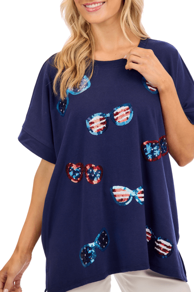 Ameriana Sparkle Top - Navy