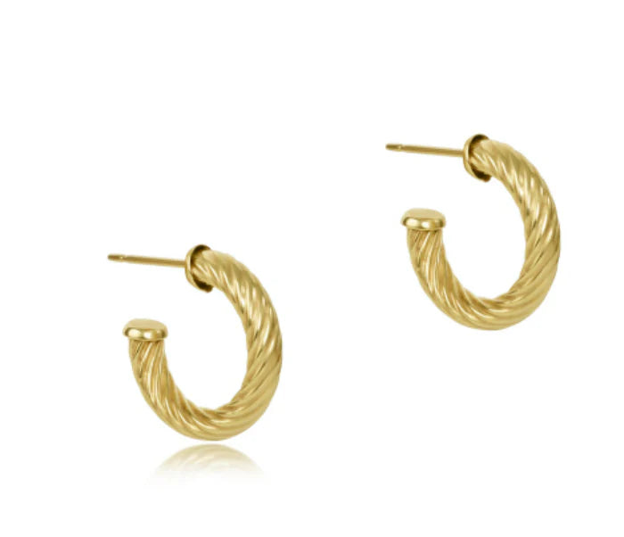 Round Gold .5" Post Hoop - 4mm - Textured Twist