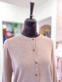 Crew Neck Button Down Cardigan - Heather Grey