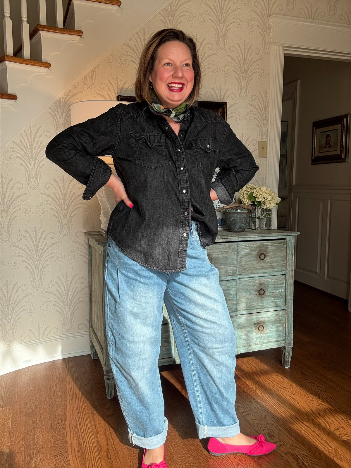 Kate Wind Snap Super High Rise Cuffed Barrel Jean