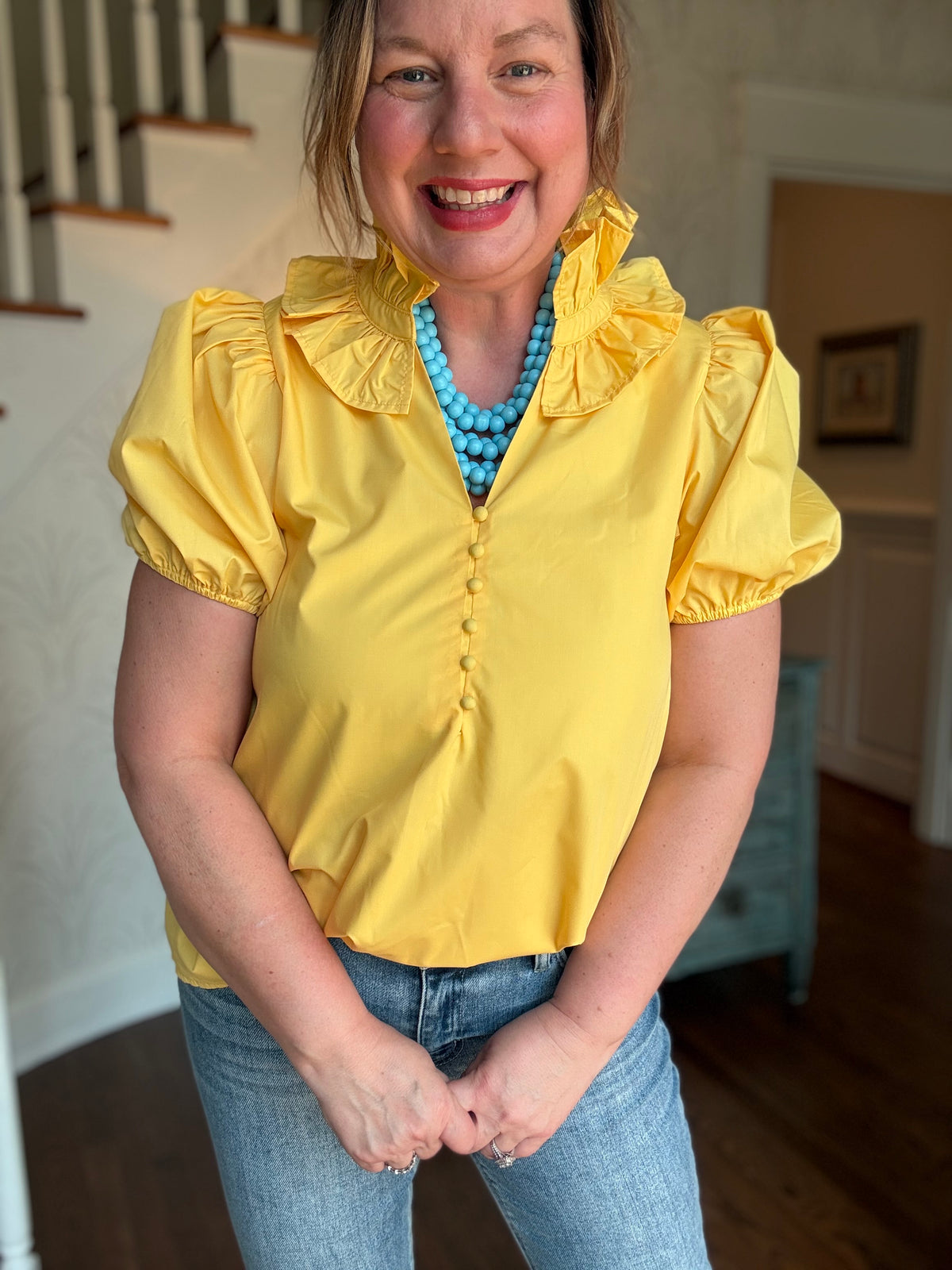 Yellow Rachel Ruffle Collar Blouse