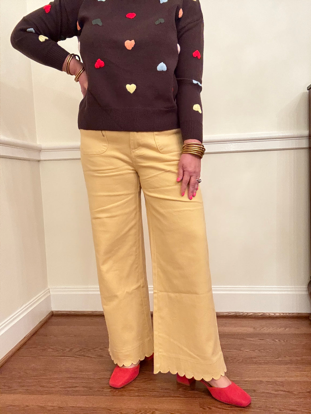 Scallop Trip Stretch Pants