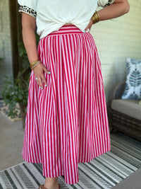 Lilian Striped Skirt - Red