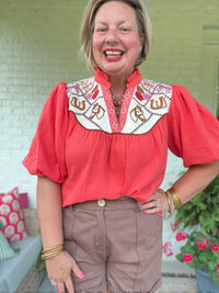 Daisy Rodeo Top - Orange