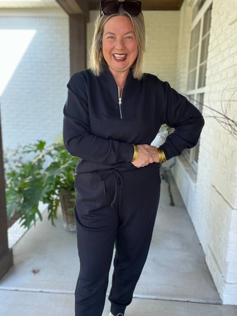 Softies Dreamtech 1/4 Zip Jogger Set - Black