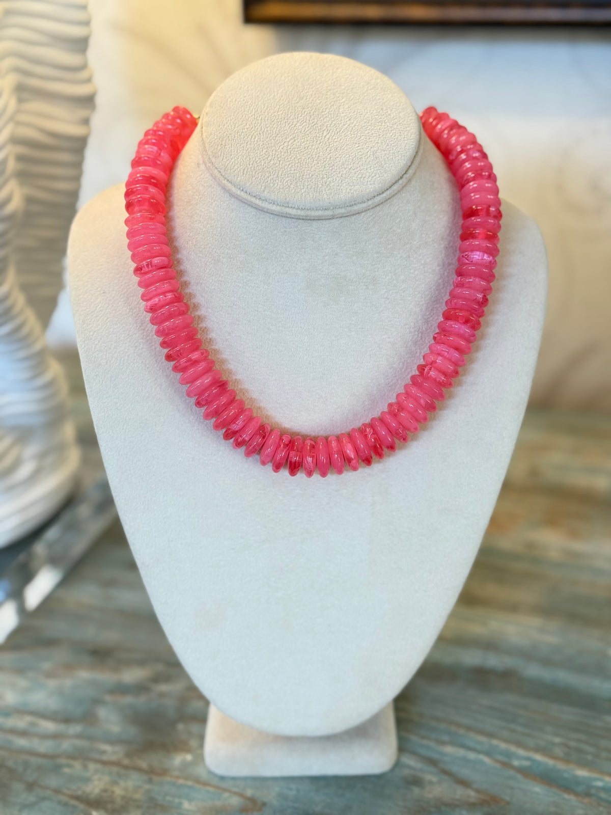 Pink Heishi Bead Necklace