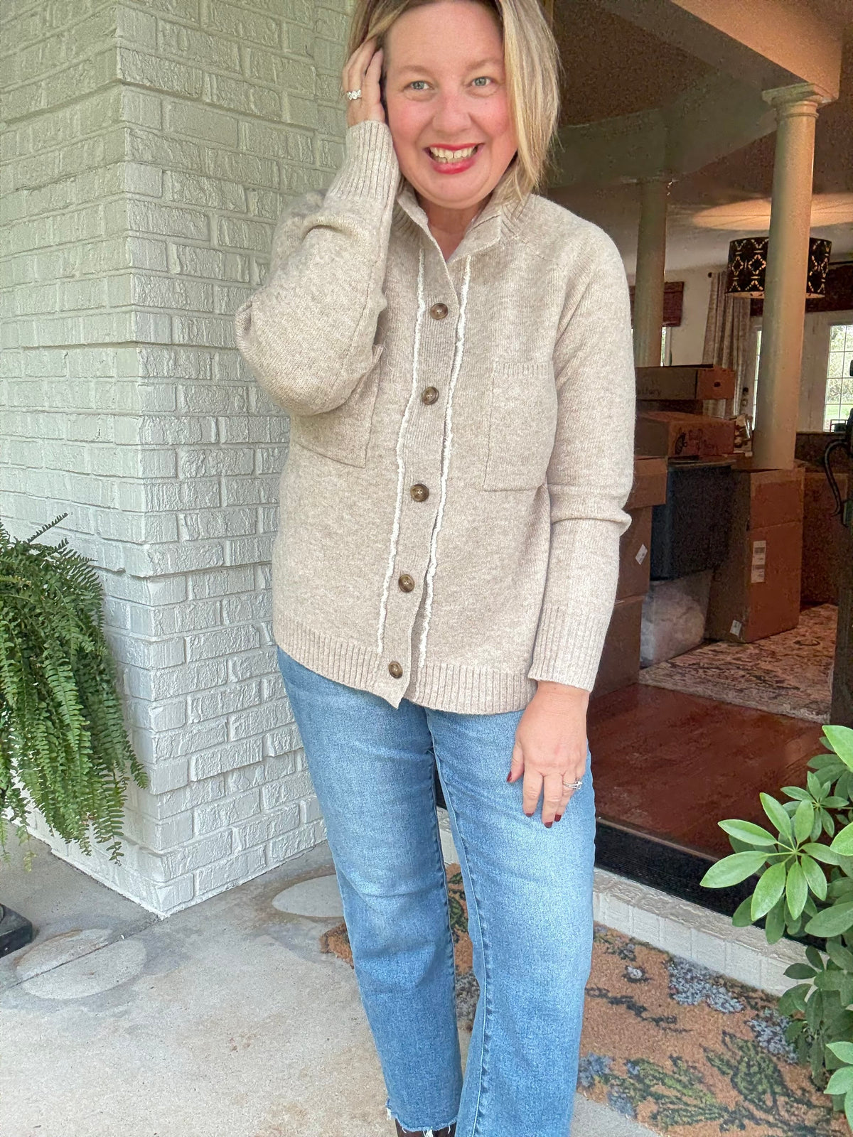 The Cozy Ridge Cardigan - Taupe