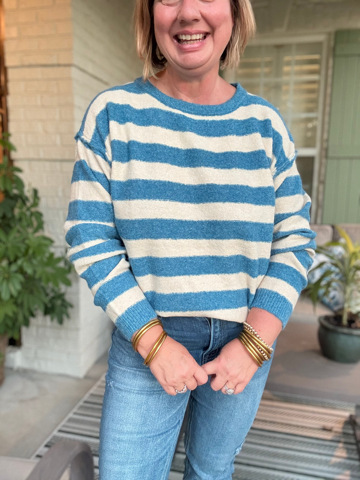 Coastal Breeze Striped Sweater - Blue
