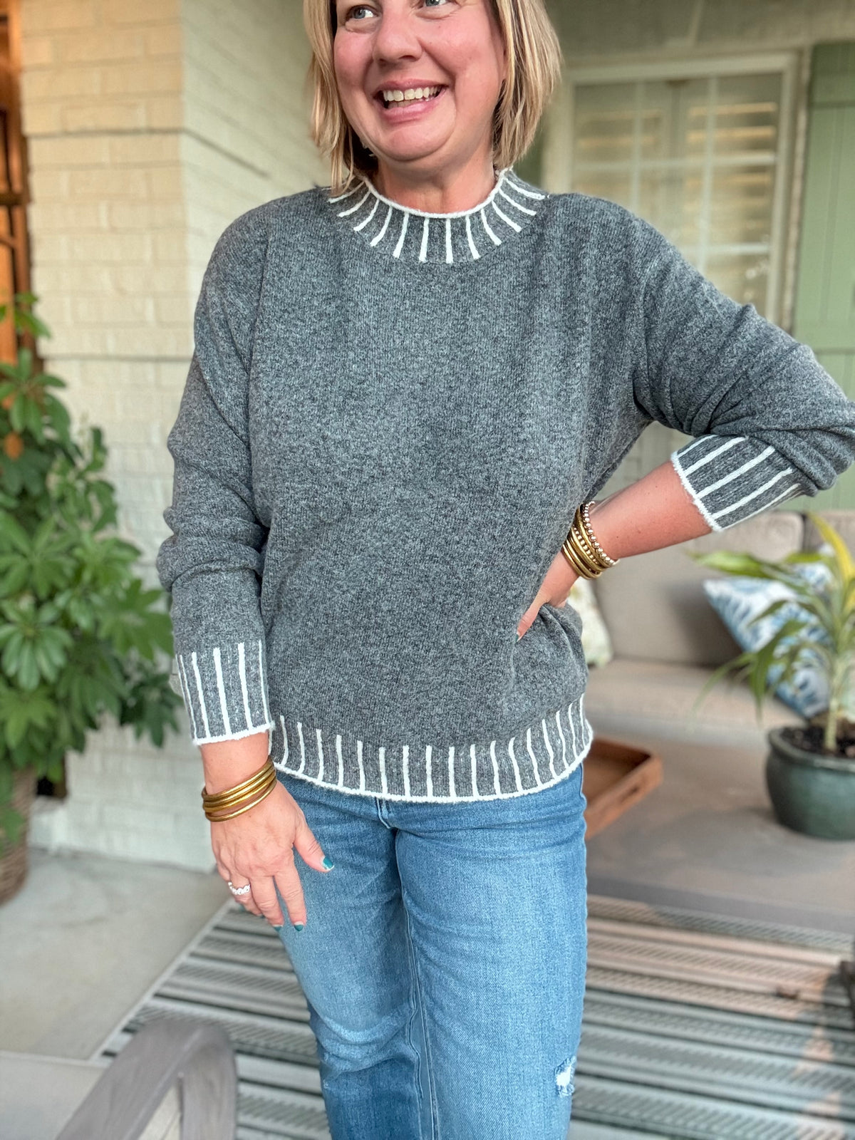 Mae Mock Turtleneck Sweater - Charcoal