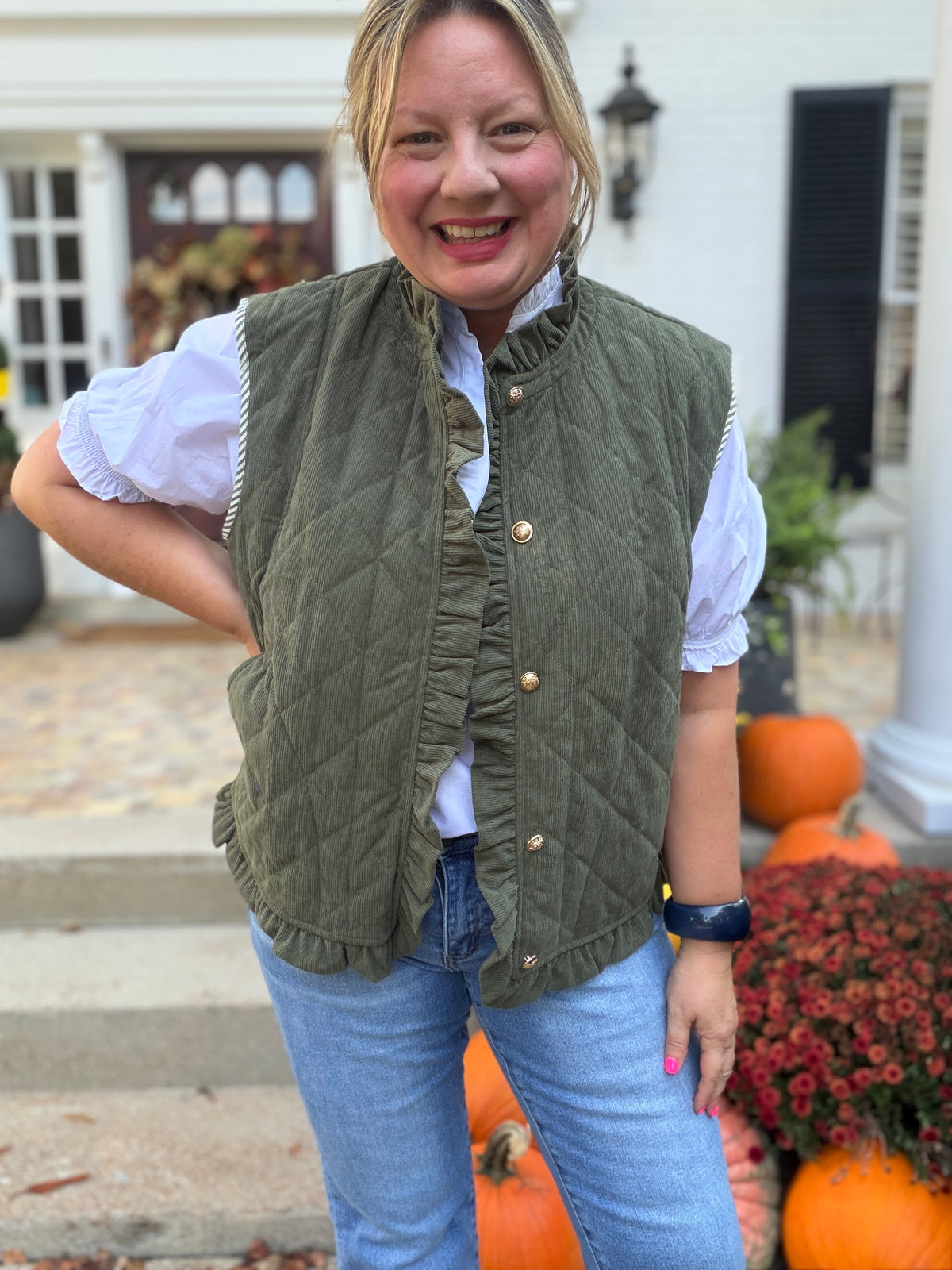 Harvest Corduroy Vest - Olive