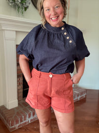 Goldie Denim Top w/ Buttons