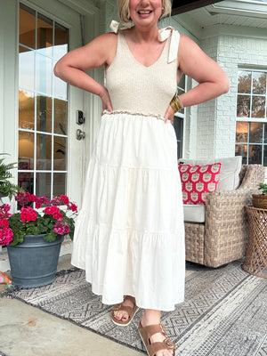 Amelia Classic Midi Dress - Natural