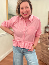 Ruffle Hem Peplum Top