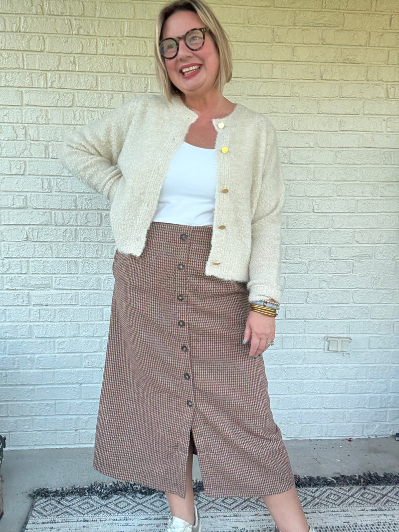 Harvest Tweed Skirt - Rust