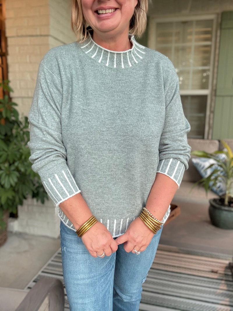 Mae Mock Turtleneck Sweater - Light Blue