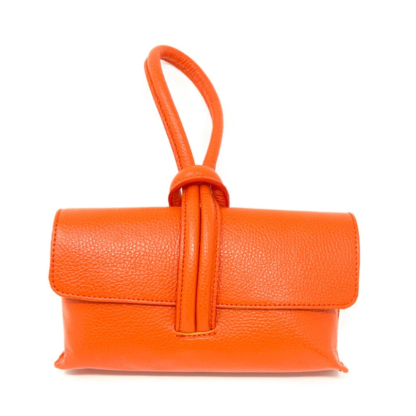 German Fuentes Leather Wristlet Bag - Orange