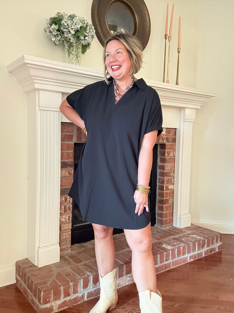 Simply Sweet Black Dress with Collar