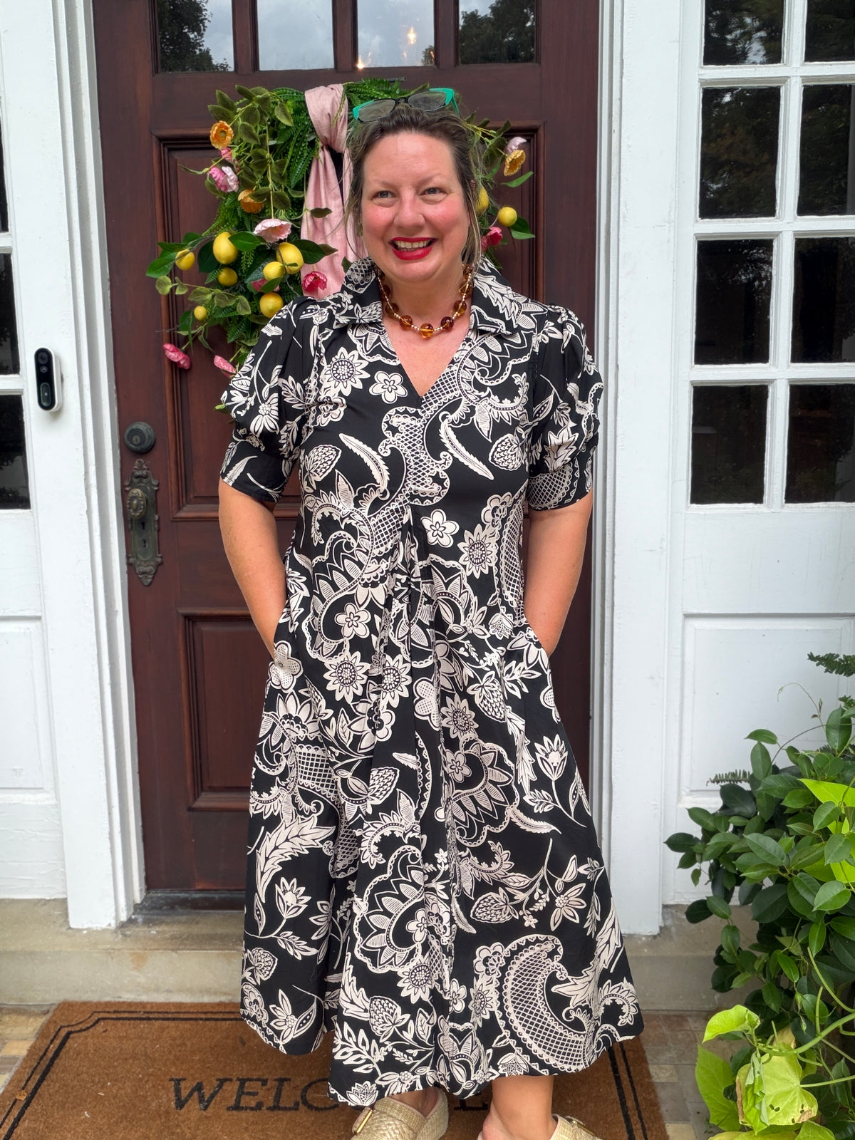 Paisley Floral Print Midi Dress