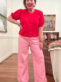 Scallop Trip Stretch Pants