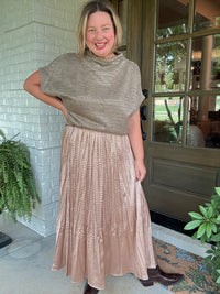 Glam Satin Wrinkled Skirt - Taupe