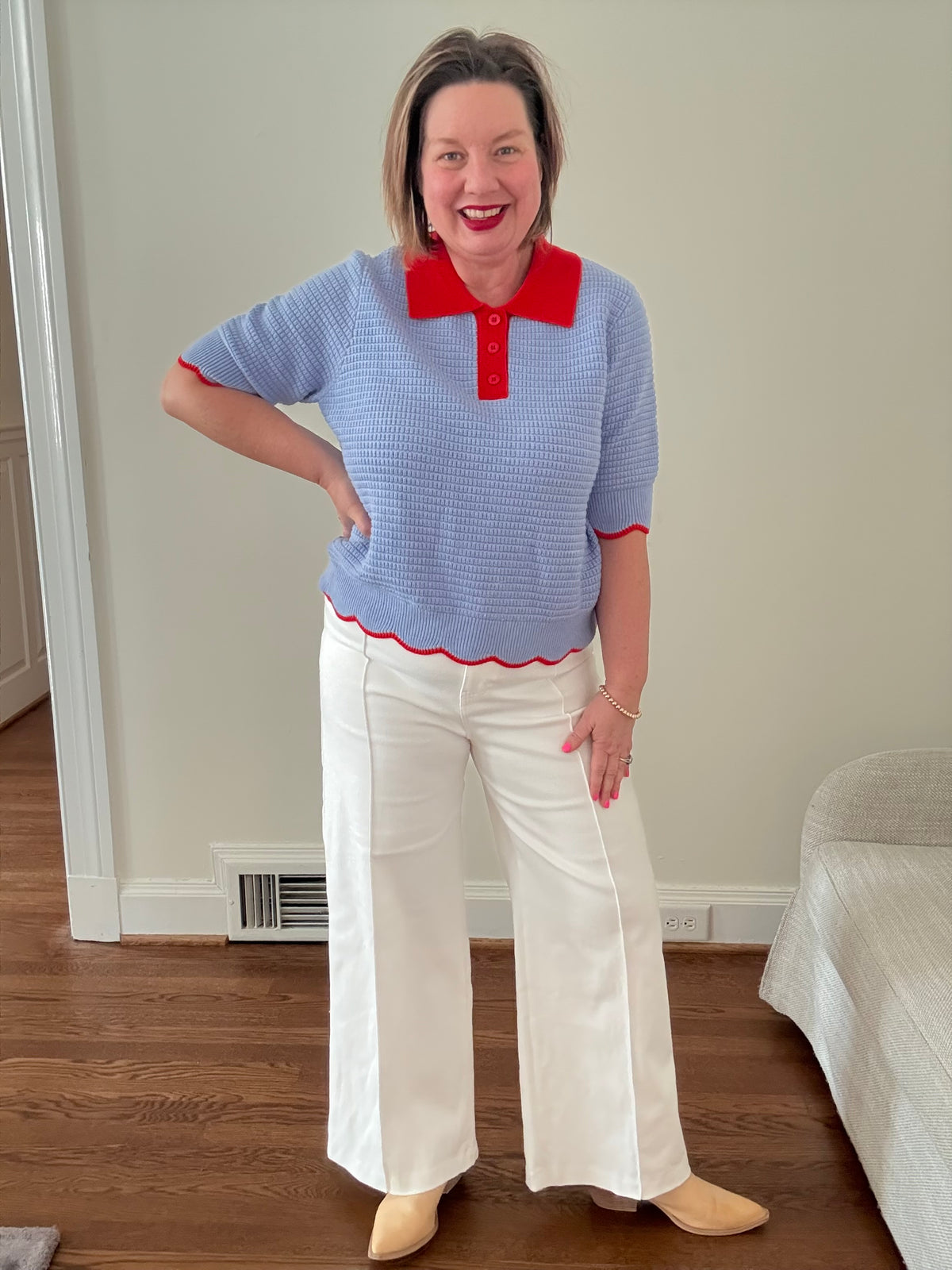 High-Rise Wide-Leg Jeans - White