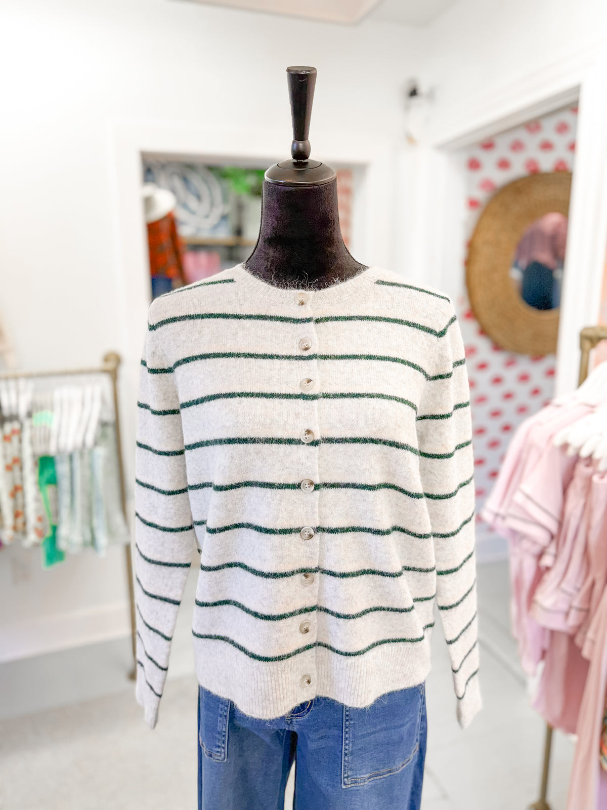 Striped Button Down Cardigan Sweater