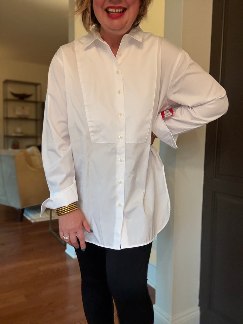 SPANX Tuxedo Button Down Shirt - White