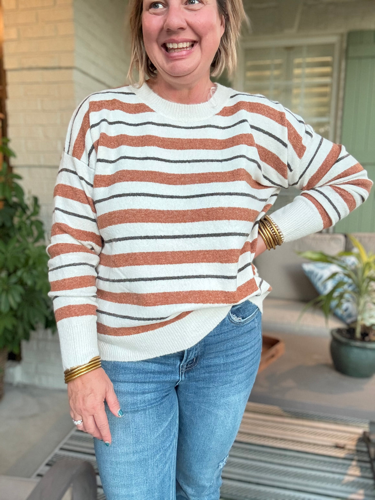 Winnie Brown Striped Sweater