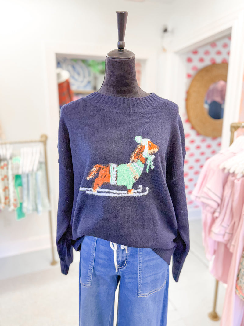 Navy Dachshund Sweater