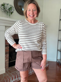 Autumn Lines Cream and Brown Striped Sweater