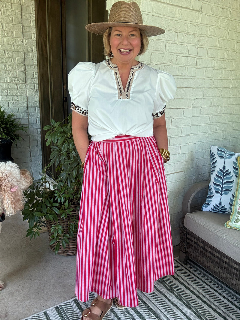 Lilian Striped Skirt - Red