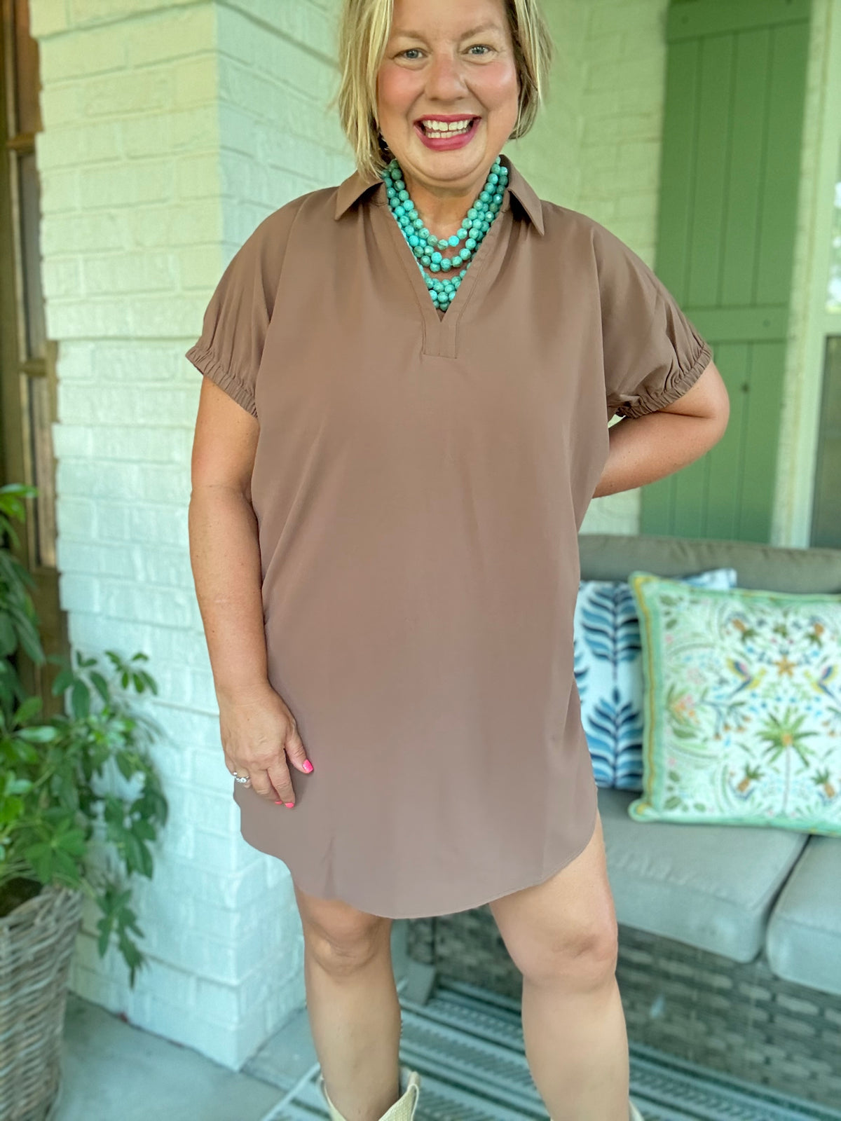 Simply Sweet Mocha Dress with Collar