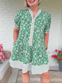 Ivy Floral Dress - Green