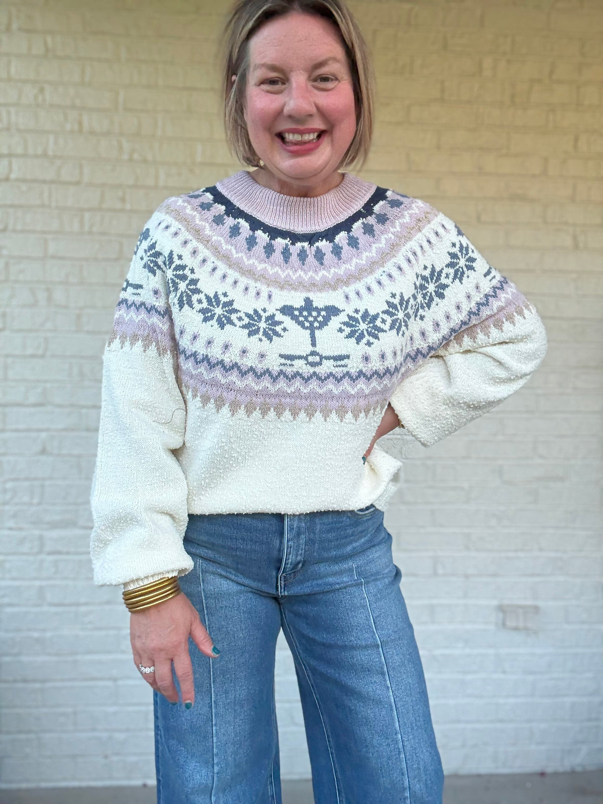 Snowglow Stitch Lavender and Blue Sweater
