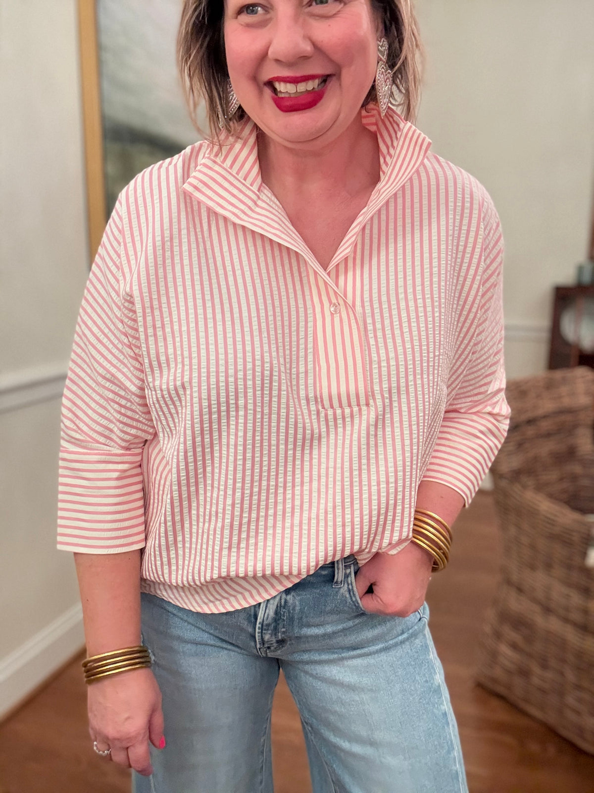 Striped Button-Down Tunic