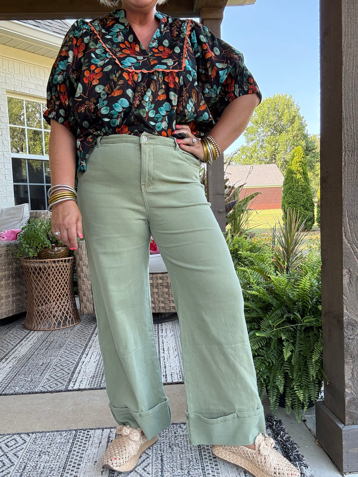 Anna Cuffed Pant - Olive
