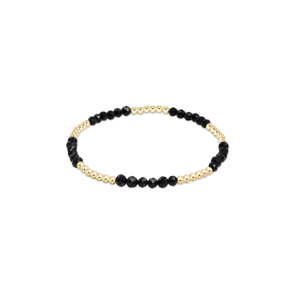 Blissful Gold 2.5mm Bracelet - Faceted Onyx