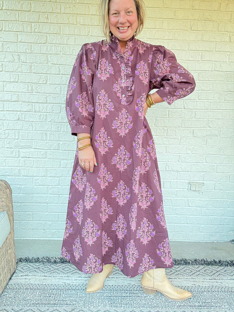 Wildflower Grove Dress - Burgundy