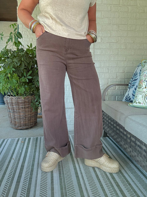 Anna Cuffed Pant - Brown