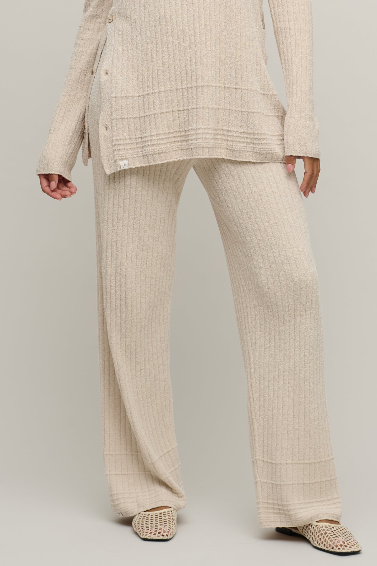 CozyChic Textured Hem Rib Pant