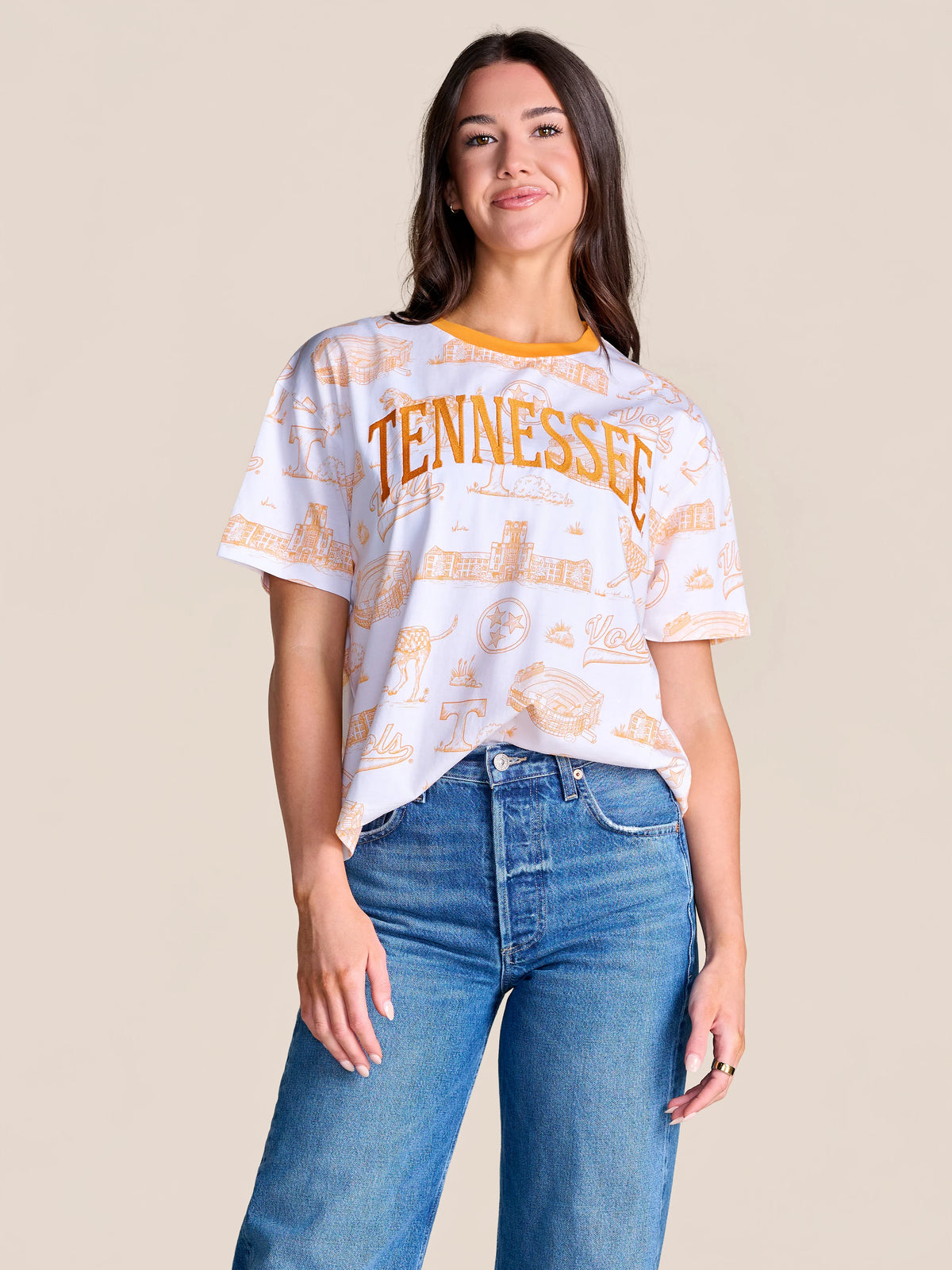 The Team Toile Embroidered Tee - Tennessee