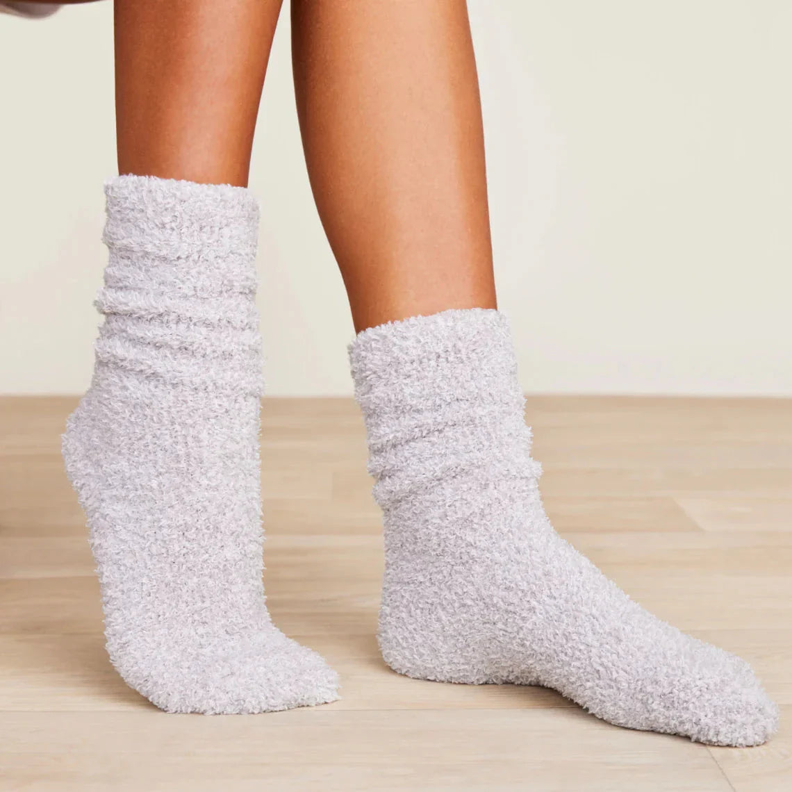 CozyChic Heathered Oyster/White Socks