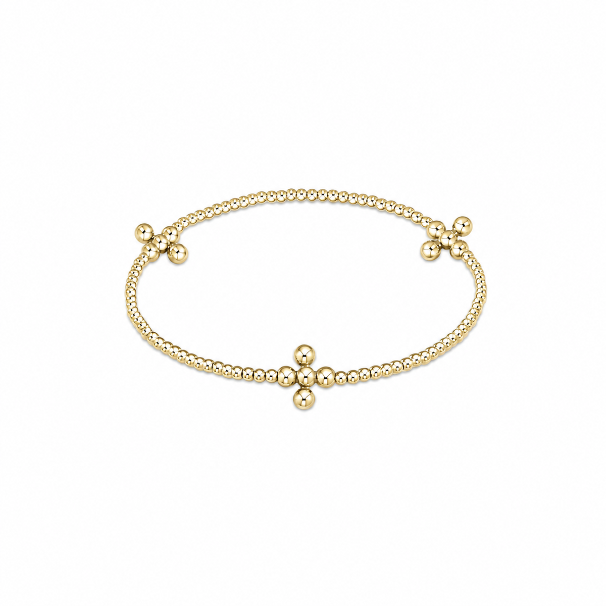 Beaded 3mm Gold Signature  Cross 2mm Gold Bracelet