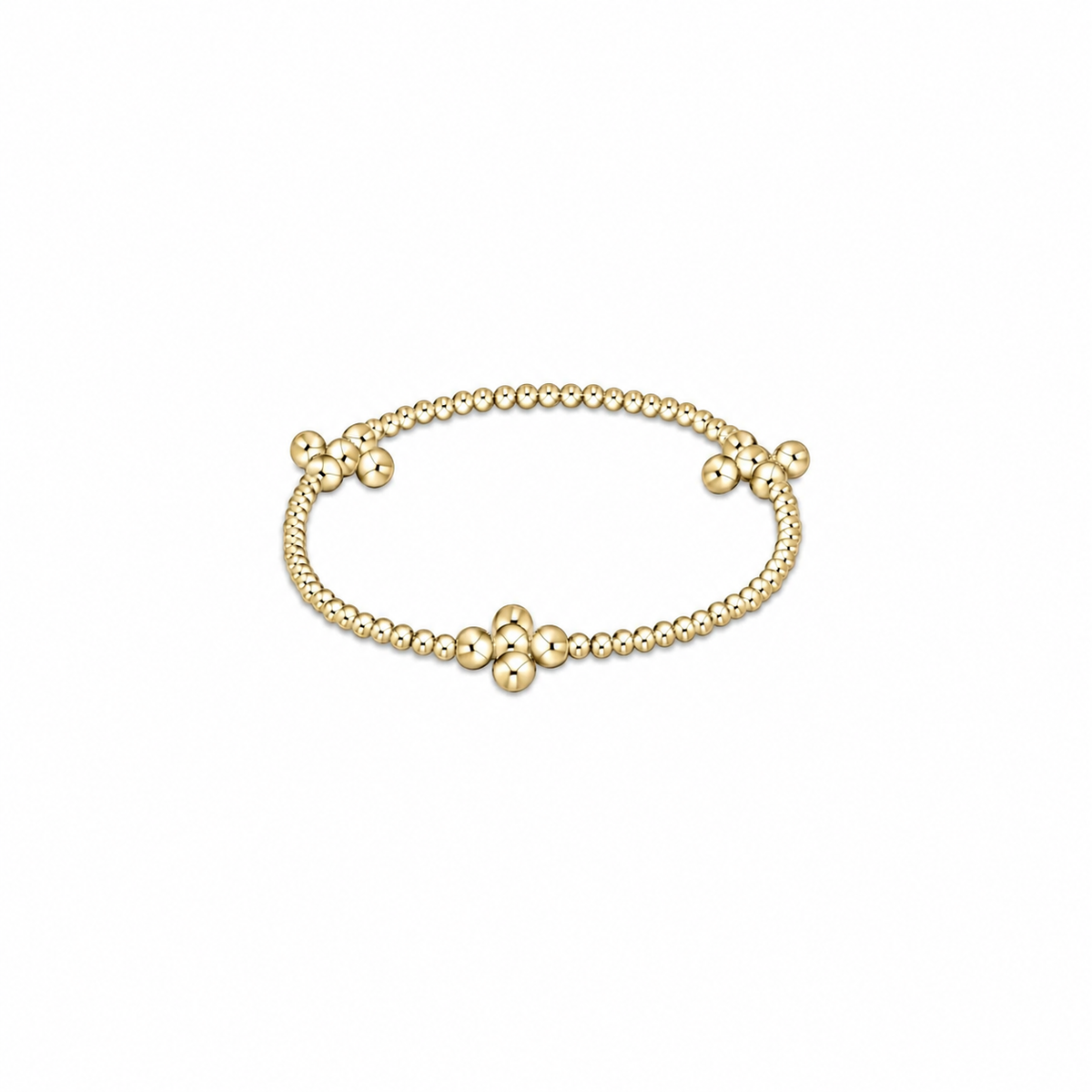 Beaded 4mm Gold Signature Cross 2.5mm Gold Bracelet
